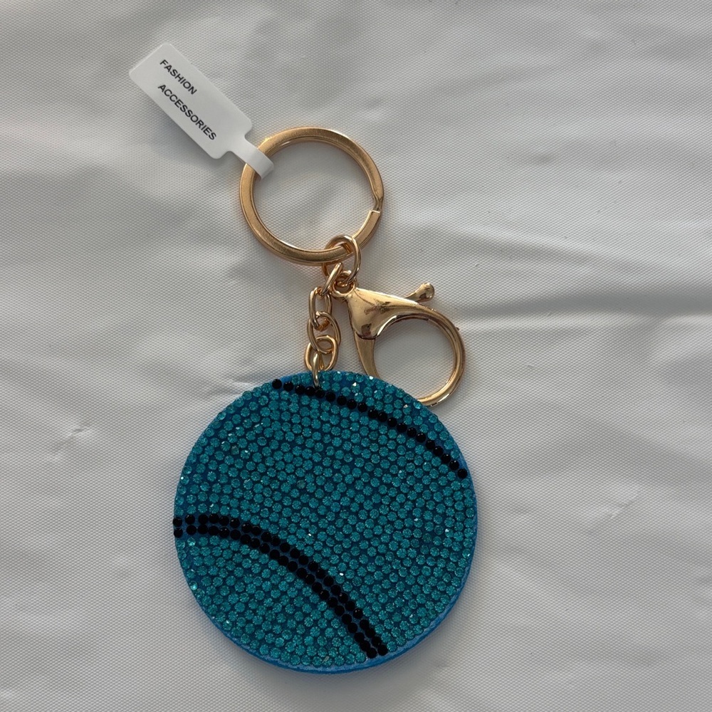 Teal and Black Baseball Keychain/Bag Charm